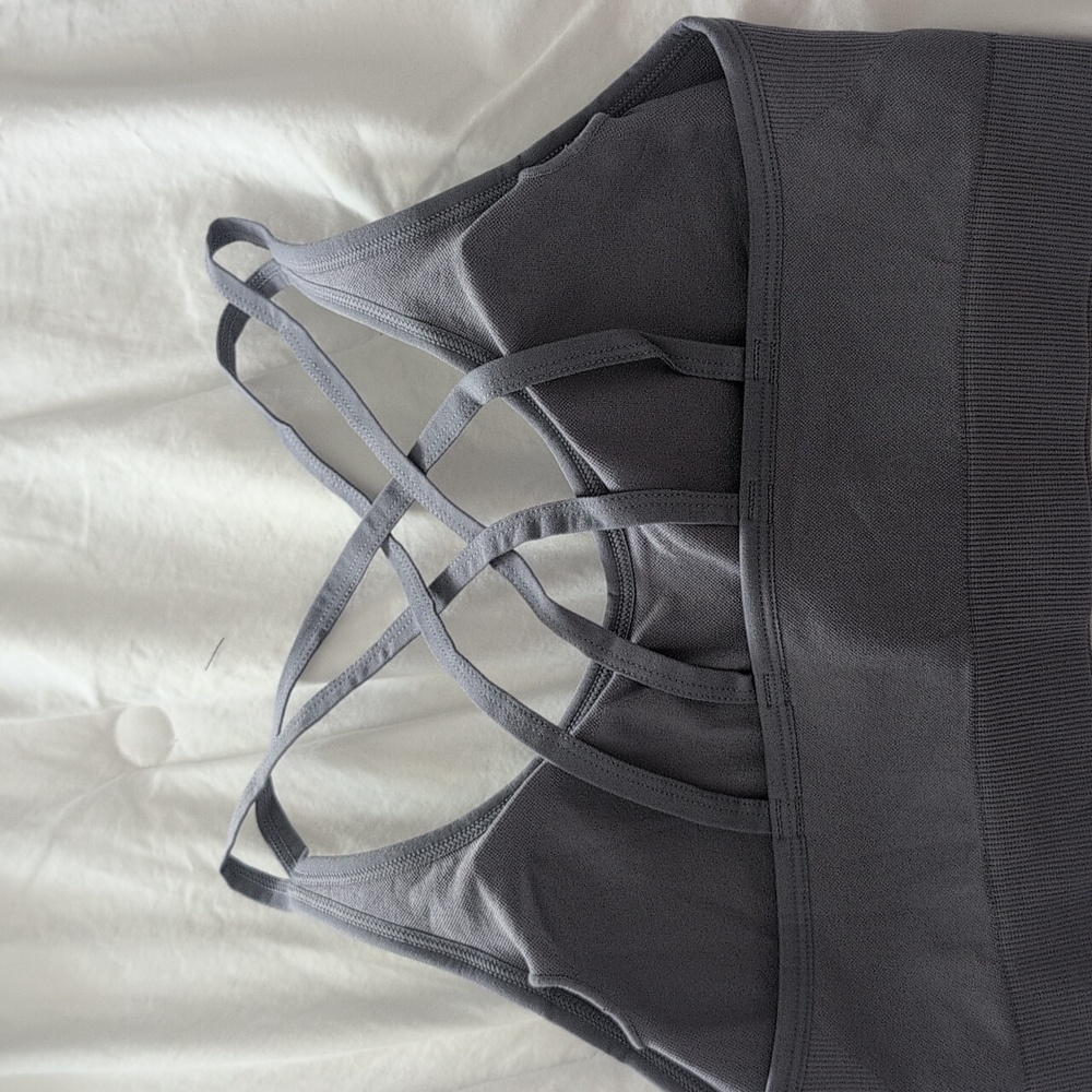 Charcoal Strappy Sports Bra - Picture 2 of 2